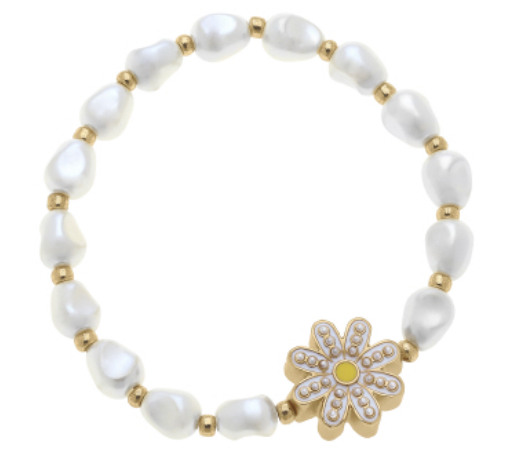 Madeleine Pearl & Daisy Children's Bracelet in White