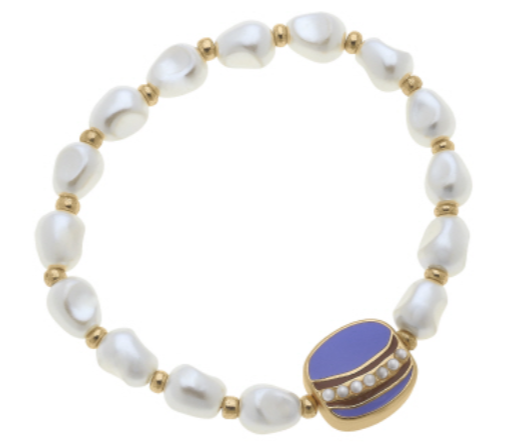 Madeleine Pearl & Macaroon Children's Bracelet in Purple