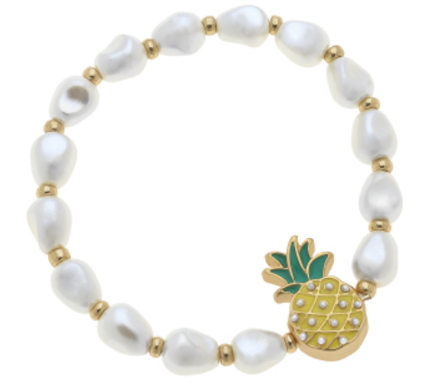 Madeleine Pearl & Pineapple Children's Bracelet in Yellow