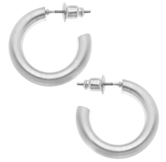 Celia Hoop Earrings Satin Silver