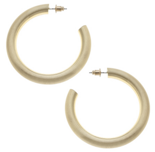 Isla Hoop Earrings in Gold Satin