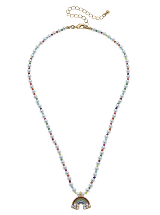 Jane Rainbow Pearl Beaded Children's Necklace in Multi