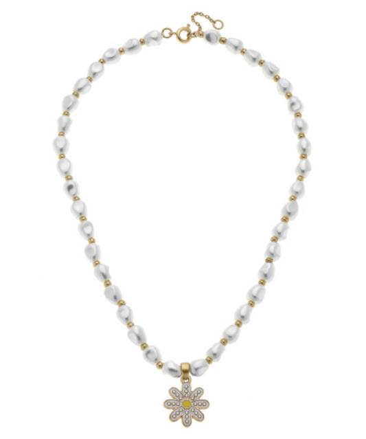 Madeleine Pearl & Daisy Children's Necklace in White