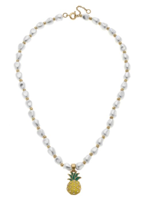 Madeleine Pearl & Pineapple Children's Necklace in Yellow