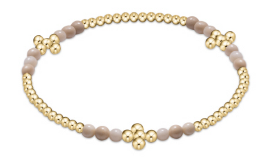 Signature Cross Gold Bliss Pattern 2.5mm Bead Bracelet - Riverstone