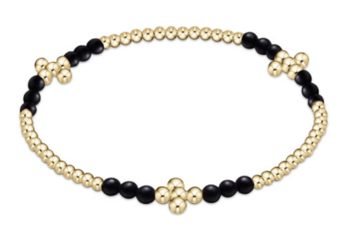 Signature Cross Gold Bliss Pattern 2.5mm Bead Bracelet - Matte Onyx