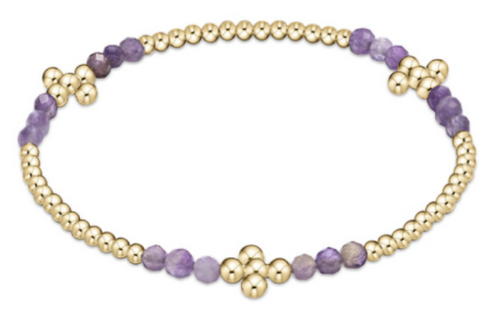 Signature Cross Gold Bliss Pattern 2.5mm Bead Bracelet - Amethyst