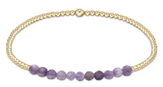 Gold Bliss 2mm Bead Bracelet -  Amethyst