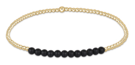 Gold Bliss 2mm Bead Bracelet -  Matte Onyx