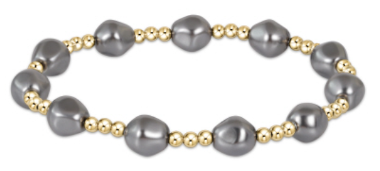 Admire Gold 3mm Bead Bracelet - Pearl - Dark Grey