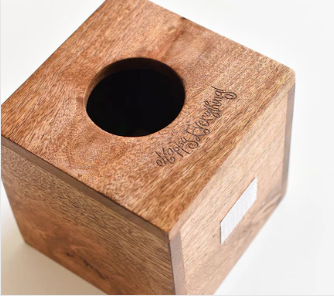 HE Wood Tissue Box | Mini Square