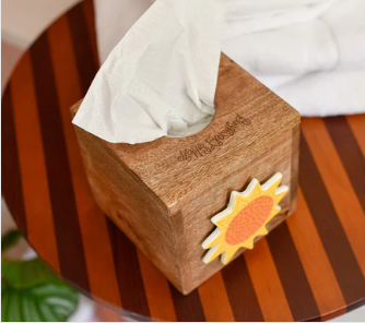 HE Wood Tissue Box | Mini Square