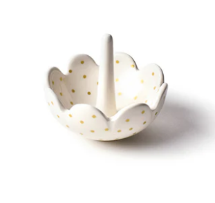 Ring Dish | Scallop | Gold Swiss Dot