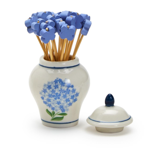 Hydrangea Jar with Flower Toothpicks