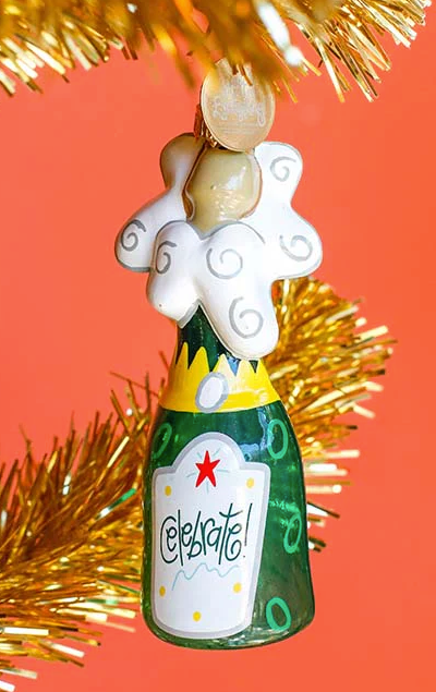 Shaped Glass Ornament | Champagne