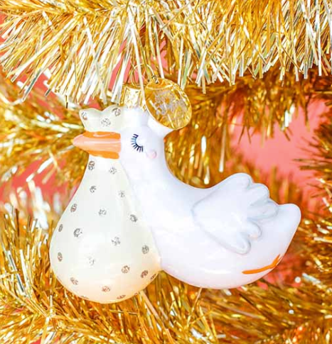 Shaped Glass Ornament | Flying Stork