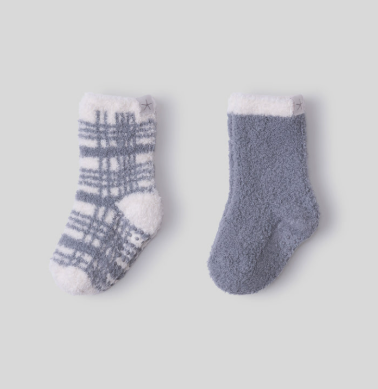 CozyChic® Toddler Plaid Sock Set | Moonbeam/Cream