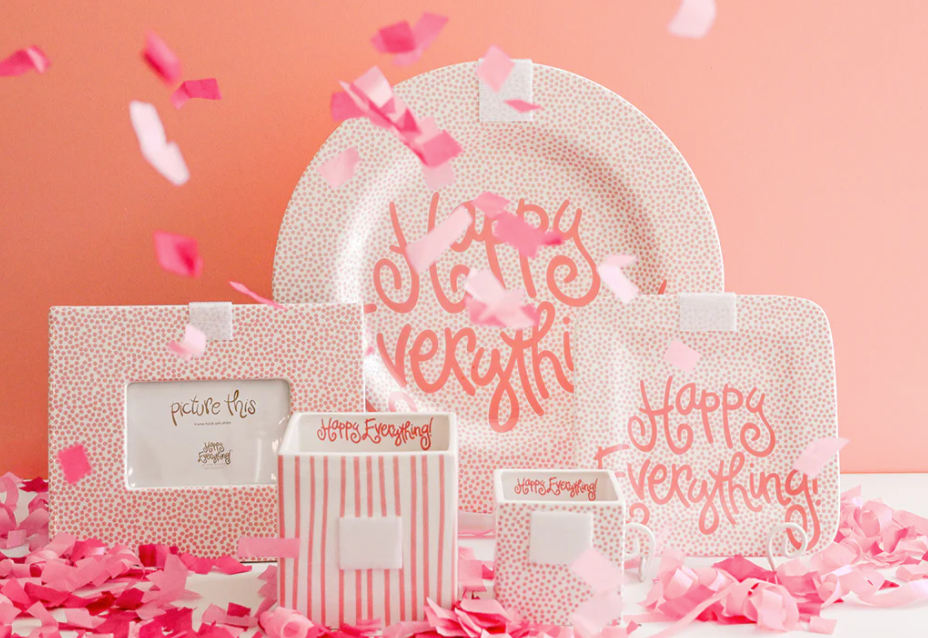 HE Mini Happy Everything! Square Platter | Pink Small Dot