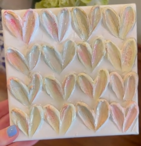 6"x6" Painted Canvas | Pastel Hearts