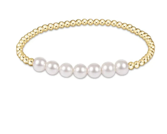 Classic Gold Beaded Bliss 3mm Bead Bracelet | 6mm Pearl