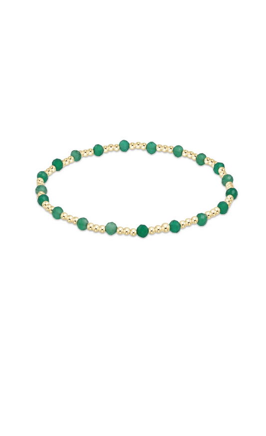 Gemstone Gold Sincerity Pattern 3mm Bead Bracelet | Green Onyx