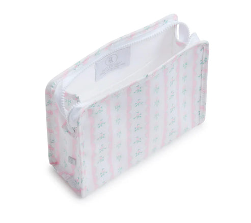 Small Roadie Zip Pouch | Ribbon Floral Pink