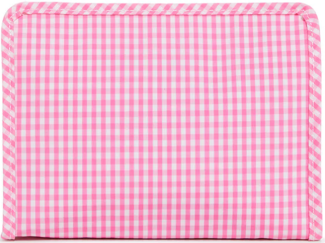Large Roadie Zip Pouch | Gingham Pink
