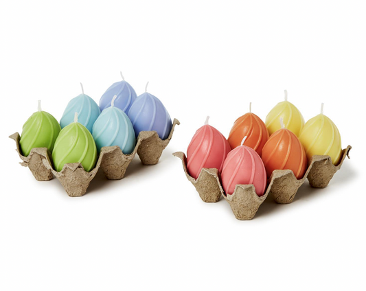 Set of 6 Egg Candles in Egg Crate | Assorted Styles