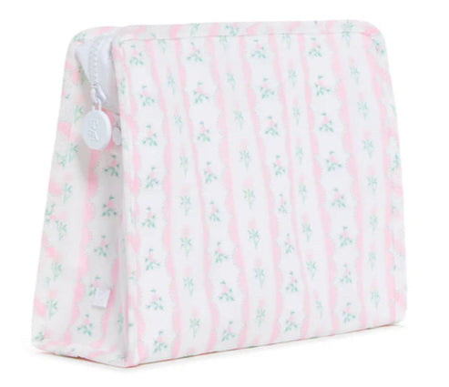 Small Roadie Zip Pouch | Ribbon Floral Pink