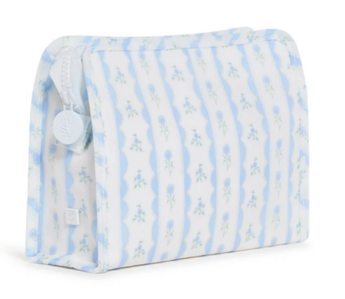 Small Roadie Zip Pouch | Ribbon Floral Blue