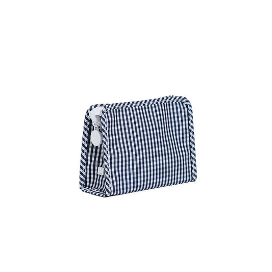 Medium Roadie Zip Pouch | Gingham Navy