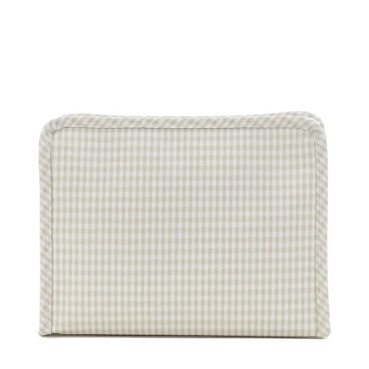Medium Roadie Zip Pouch | Gingham Pearl Grey