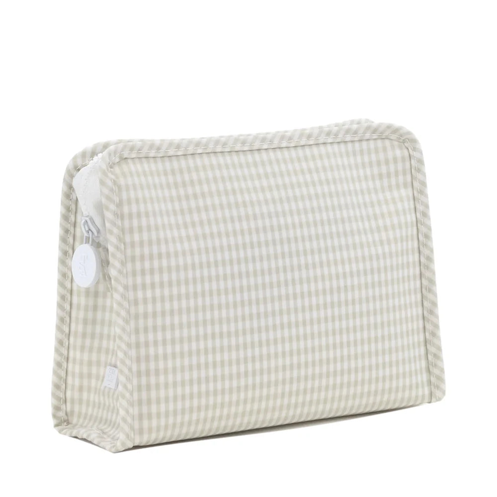 Medium Roadie Zip Pouch | Gingham Pearl Grey