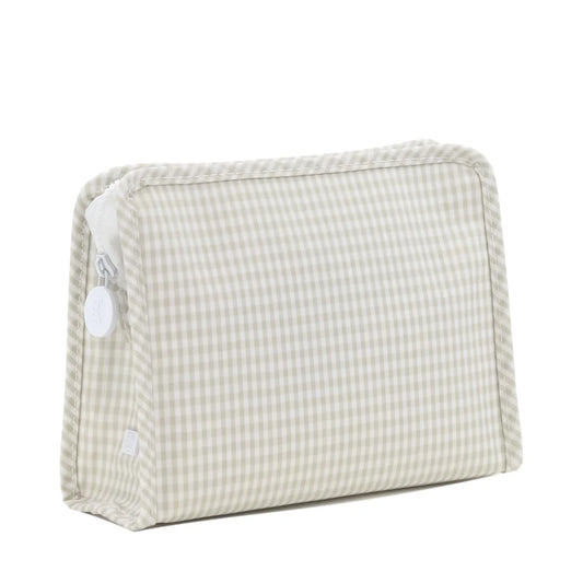 Medium Roadie Zip Pouch | Gingham Pearl Grey