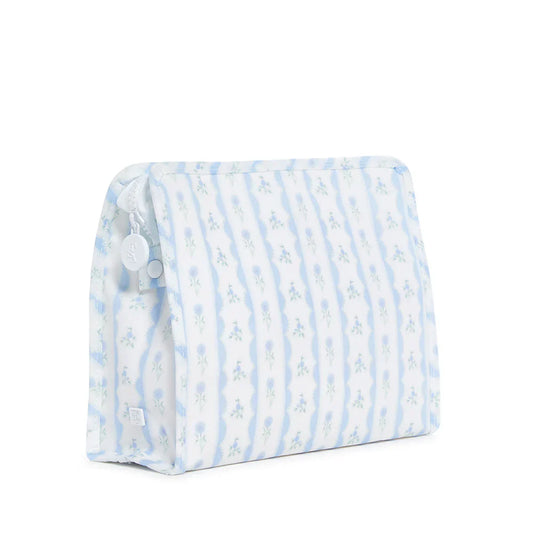 Large Roadie Zip Pouch | Ribbon Floral Blue