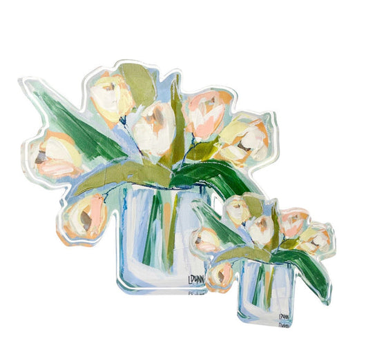 Large Acrylic Bloom Block | White Tulips
