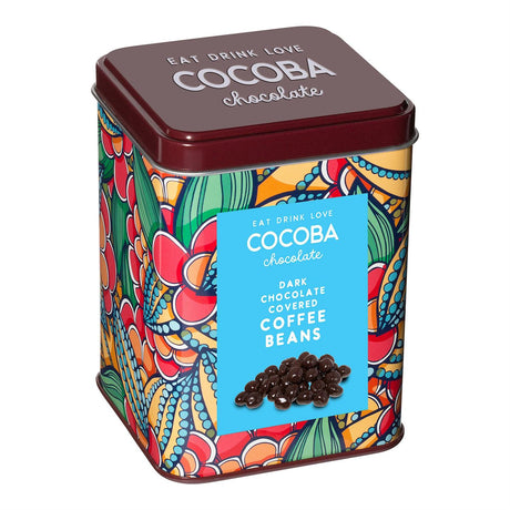 Cocoba Dark Chocolate Covered Coffee Beans in Gift Tin