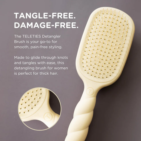 Teleties | Detangler Brush for Thick Hair | Tan