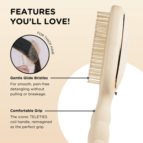 Teleties | Detangler Brush for Thick Hair | Tan