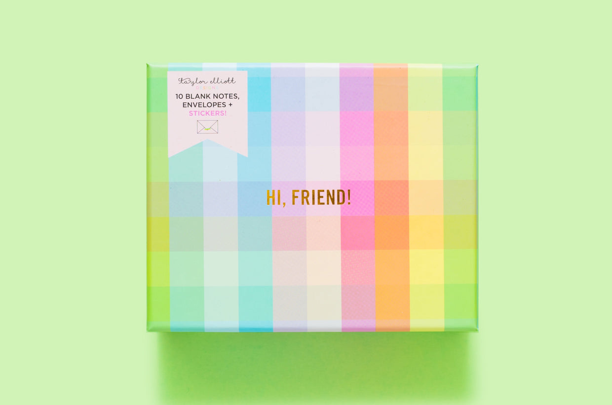 Boxed Greeting Cards | Gingham | Hi, Friend!