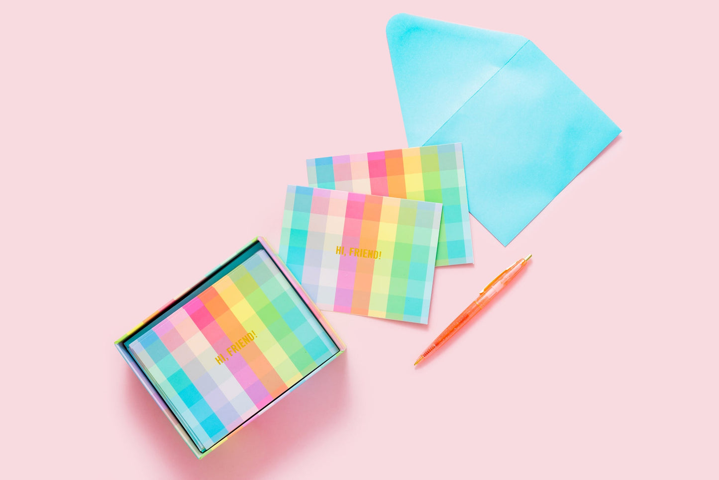 Boxed Greeting Cards | Gingham | Hi, Friend!