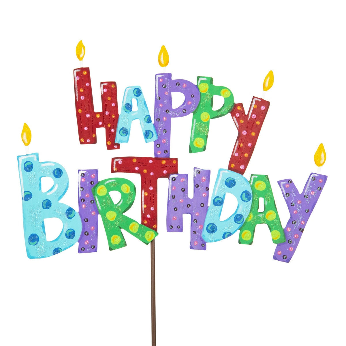 Metal Stake/Decor | Pile of Happy Birthday