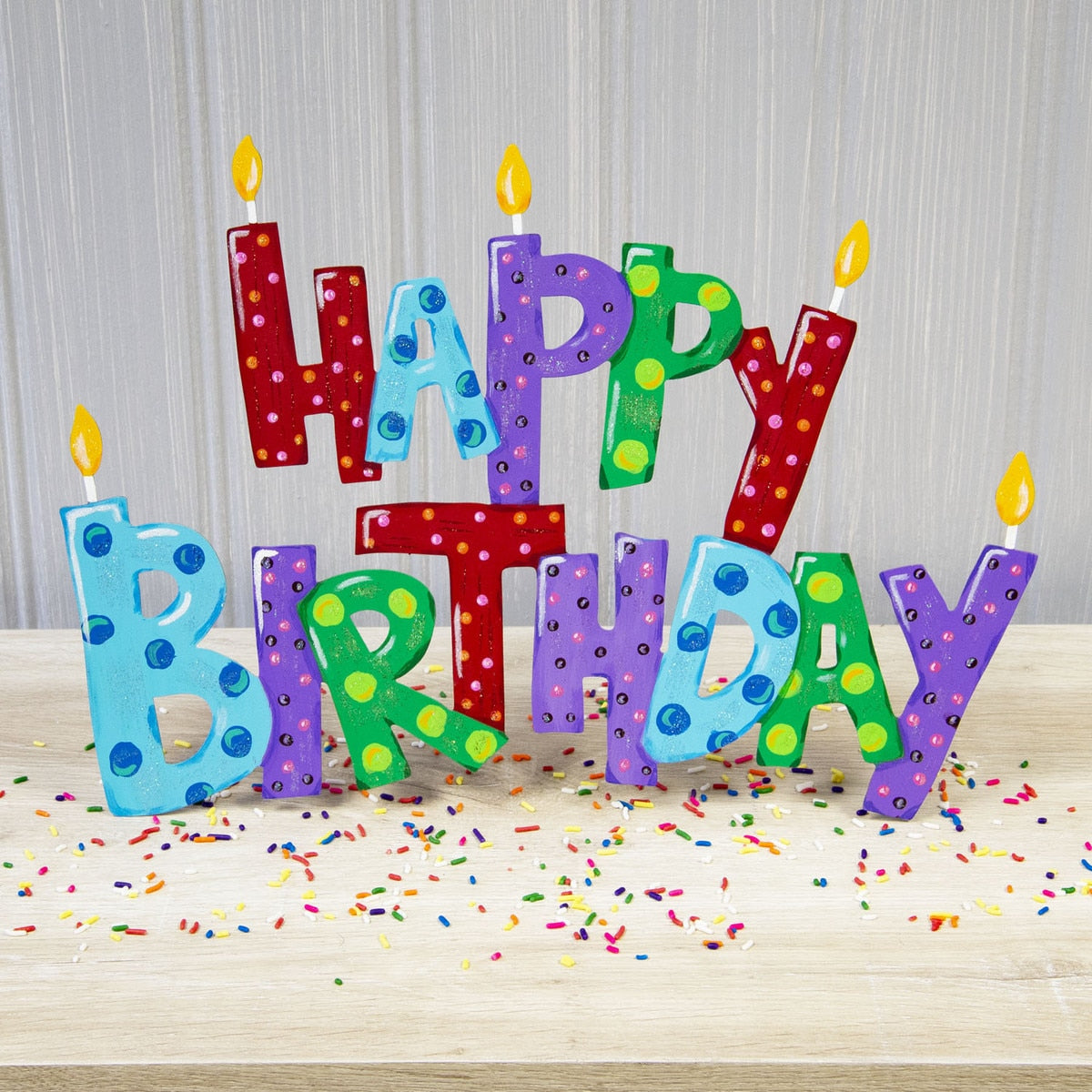 Metal Stake/Decor | Pile of Happy Birthday