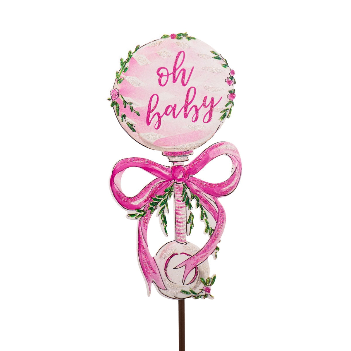 Metal Stake/Decor | Girl Baby Rattle