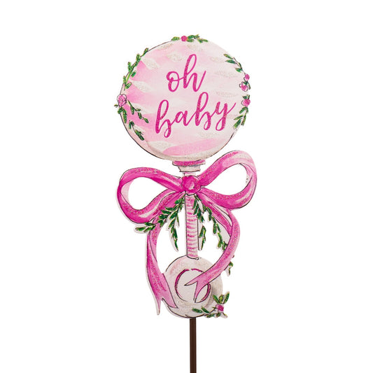 Metal Stake/Decor | Girl Baby Rattle
