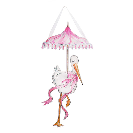 Pink Stork Door Hanger