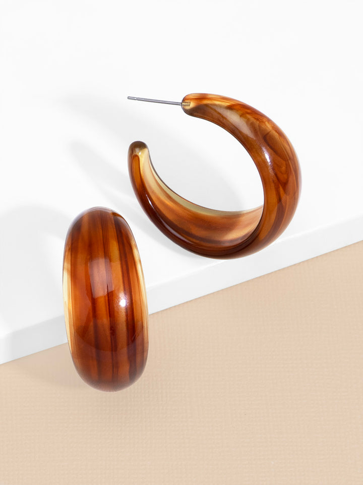 Tortoise Crescent Hoop Earring