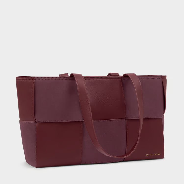 Taya Hand Woven Suedette Tote Bag | Cherry