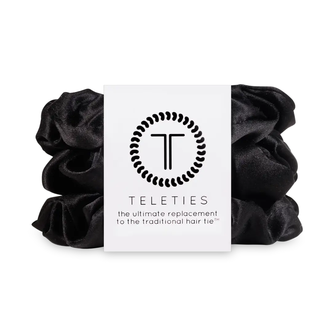 Teleties Silk Scrunchies | Jet Black | Large