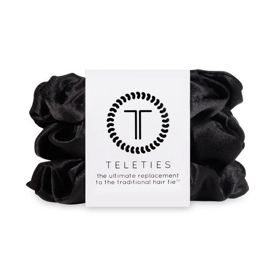 Teleties Silk Scrunchies | Jet Black | Large